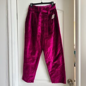 FREE PEOPLE | Venus Velvet High Rise Paper Bag Pants Tapered Legs Size 8